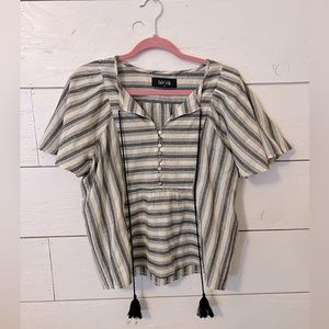 Black & white fab’rik top, tassels, size M
